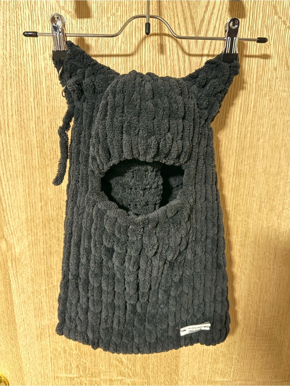 Plush Knit Cat Ear Balaclava - Black